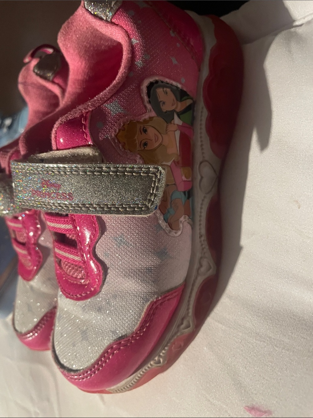 Disney Pink and Silver Princess Light-Up Sneakers with Character Art